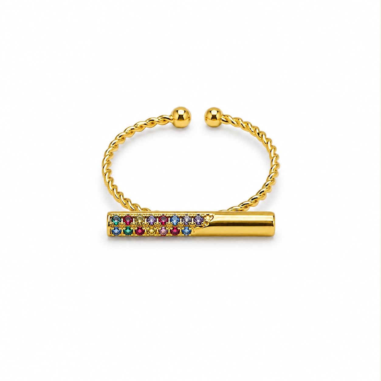 MAÏLINATOU · Bague Acier Doré et cristaux · La Sélection Mohissa K