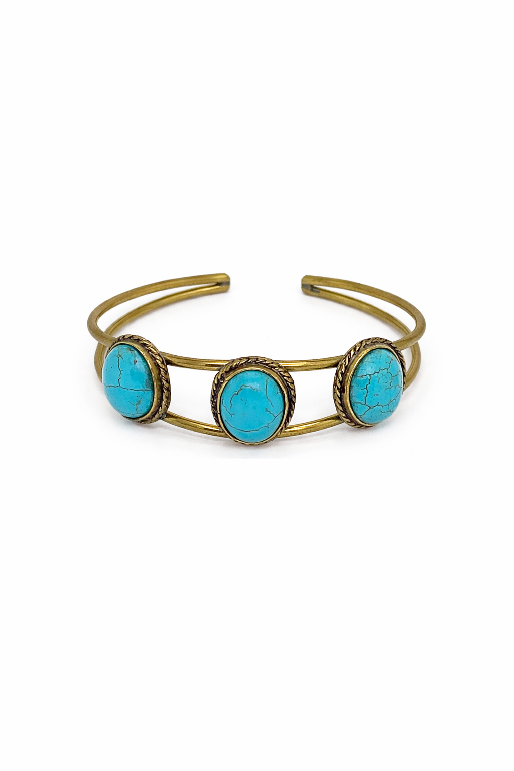 SAFA · Bracelet Bronze Turquoise Triple · Bijou Ethnique Égypte · Mohissa K