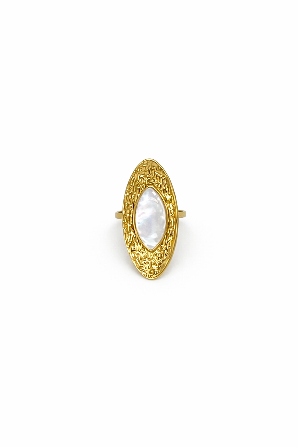 NAYARA Bague Acier Doré ornée d'une pierre blanche· La Sélection Mohissa K