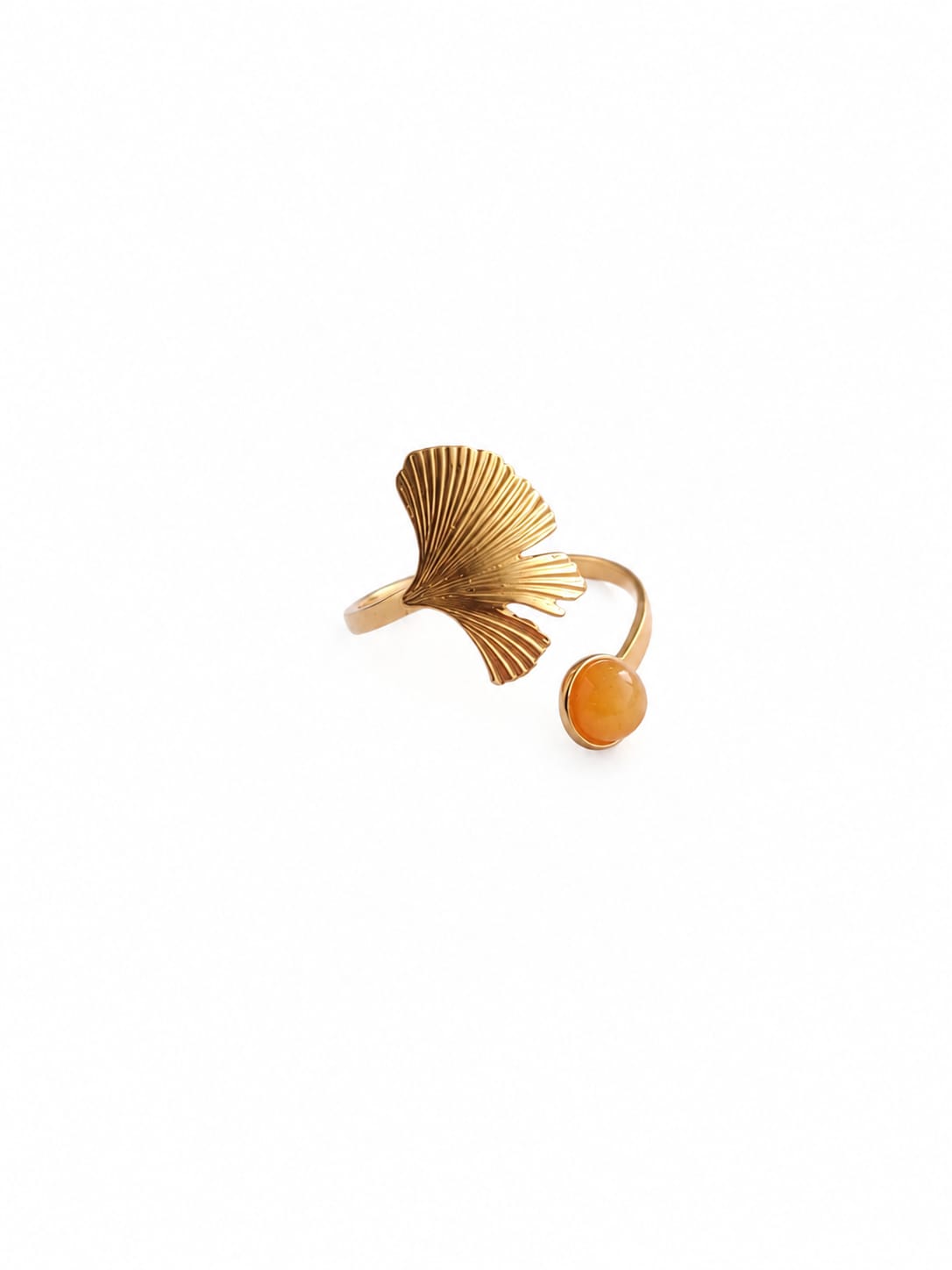 NALÉMA Bague en acier avec une fleur et une pierre de couleur Sélection Mohissa K