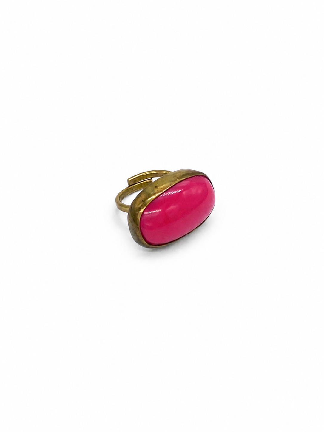 FENDA - Bague Ovale Rose Fuchsia en bronze - Terre KENYA