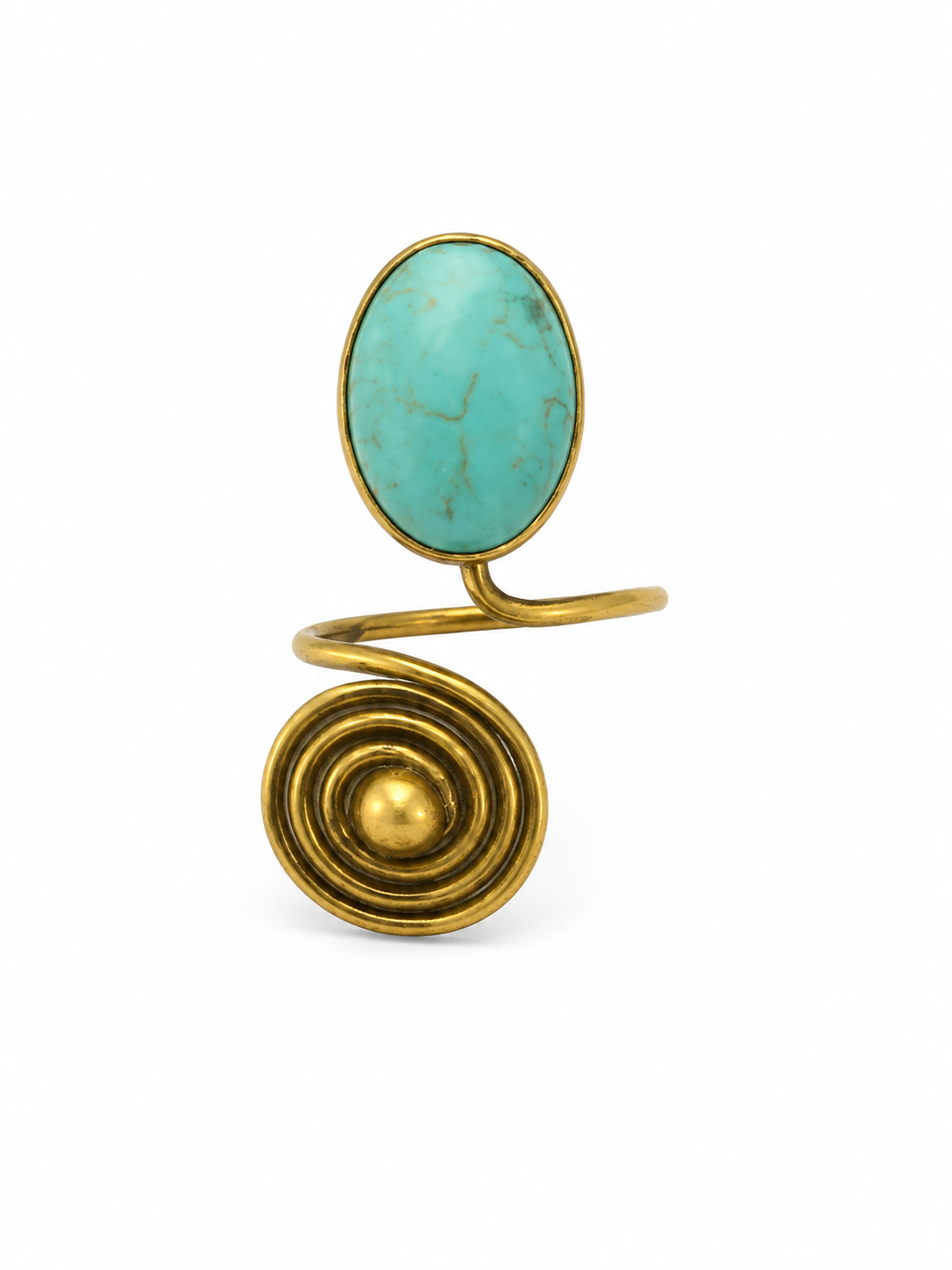 MARIETOU - Bague en bronze Spirale Turquoise - Terre Kenya