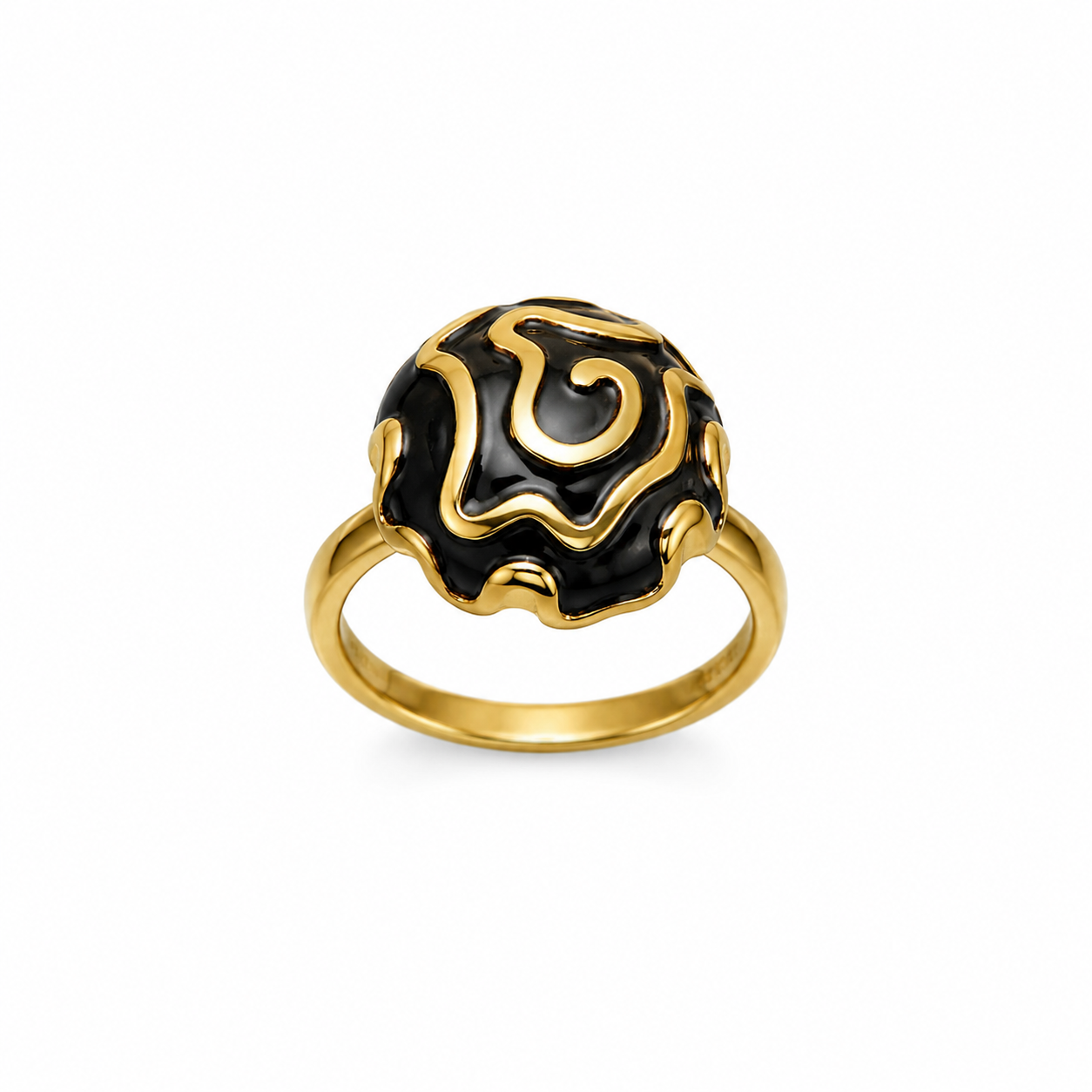 ASSITA Bague enAcier Inoxydable en Cabochon Noir Doré La Sélection Mohissa K