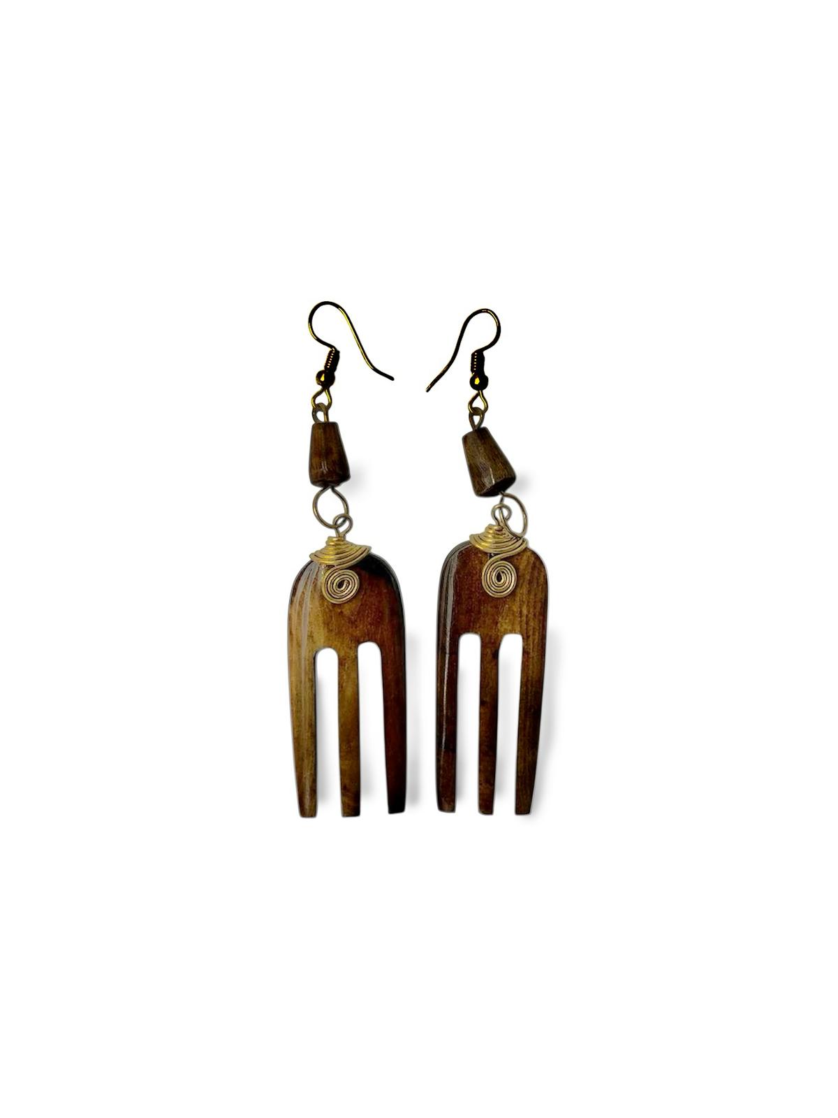 LUMA · Boucles d'Oreilles Corne Naturelle Laiton · Bijou Ethnique Kenya · Mohissa K