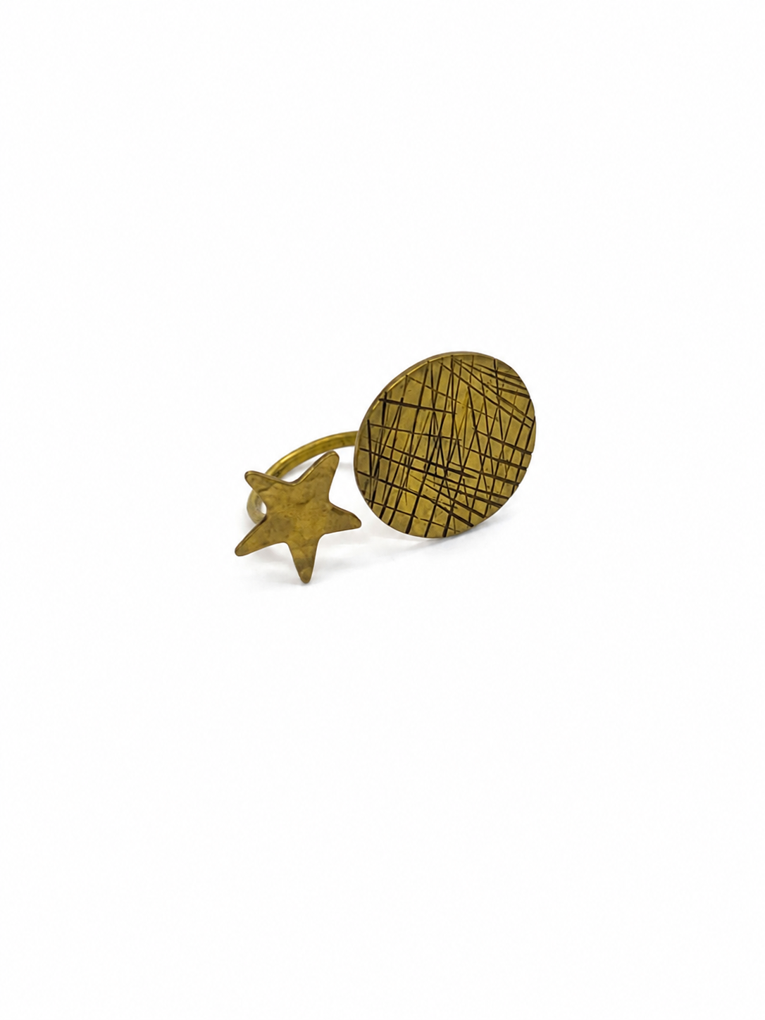 ADJI- Bague Étoile & Lune Bronze Ajustable - Terre Kenya