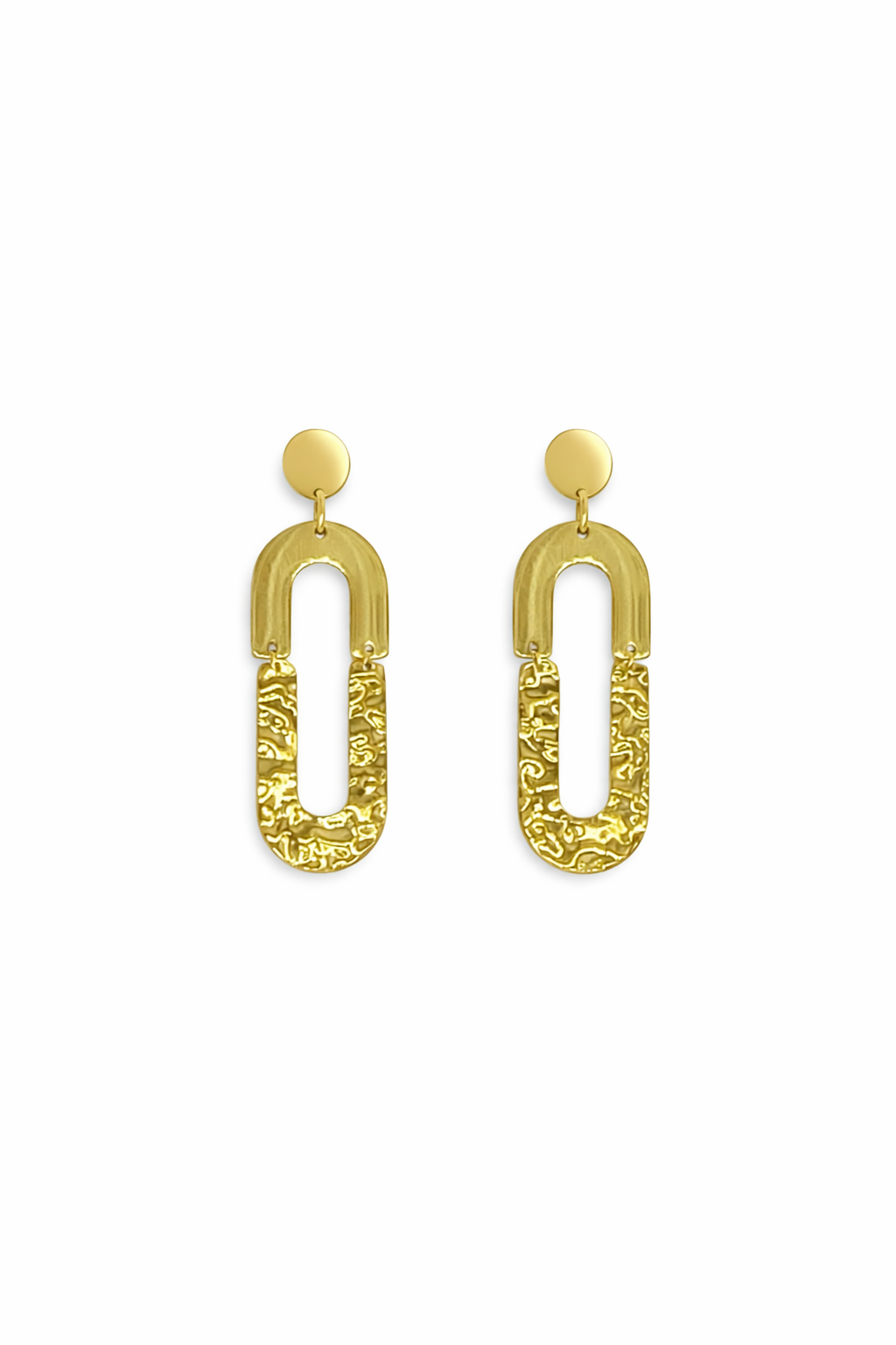 LUCIL · Boucles d'Oreilles Pendantes Ovales Dorées Martelées · La Sélection Mohissa K
