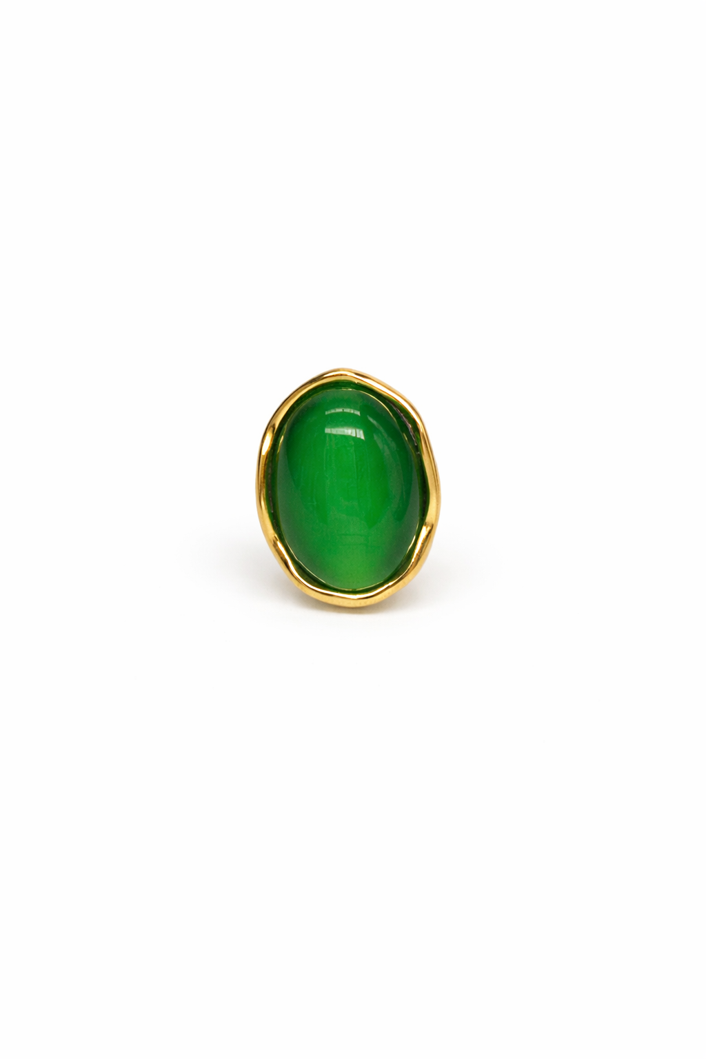KANDIA · Bague Cabochon Rouge Acier Doré · La Sélection Mohissa K