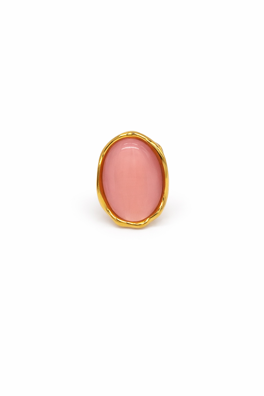 KANDIA · Bague Cabochon Rouge Acier Doré · La Sélection Mohissa K