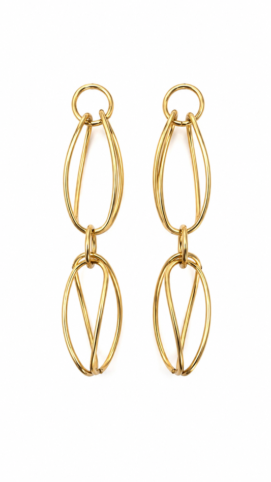 DJENABOU Boucles d'Oreilles en acier inoxydable maillons dorés minimalistes La sélection Mohissa K
