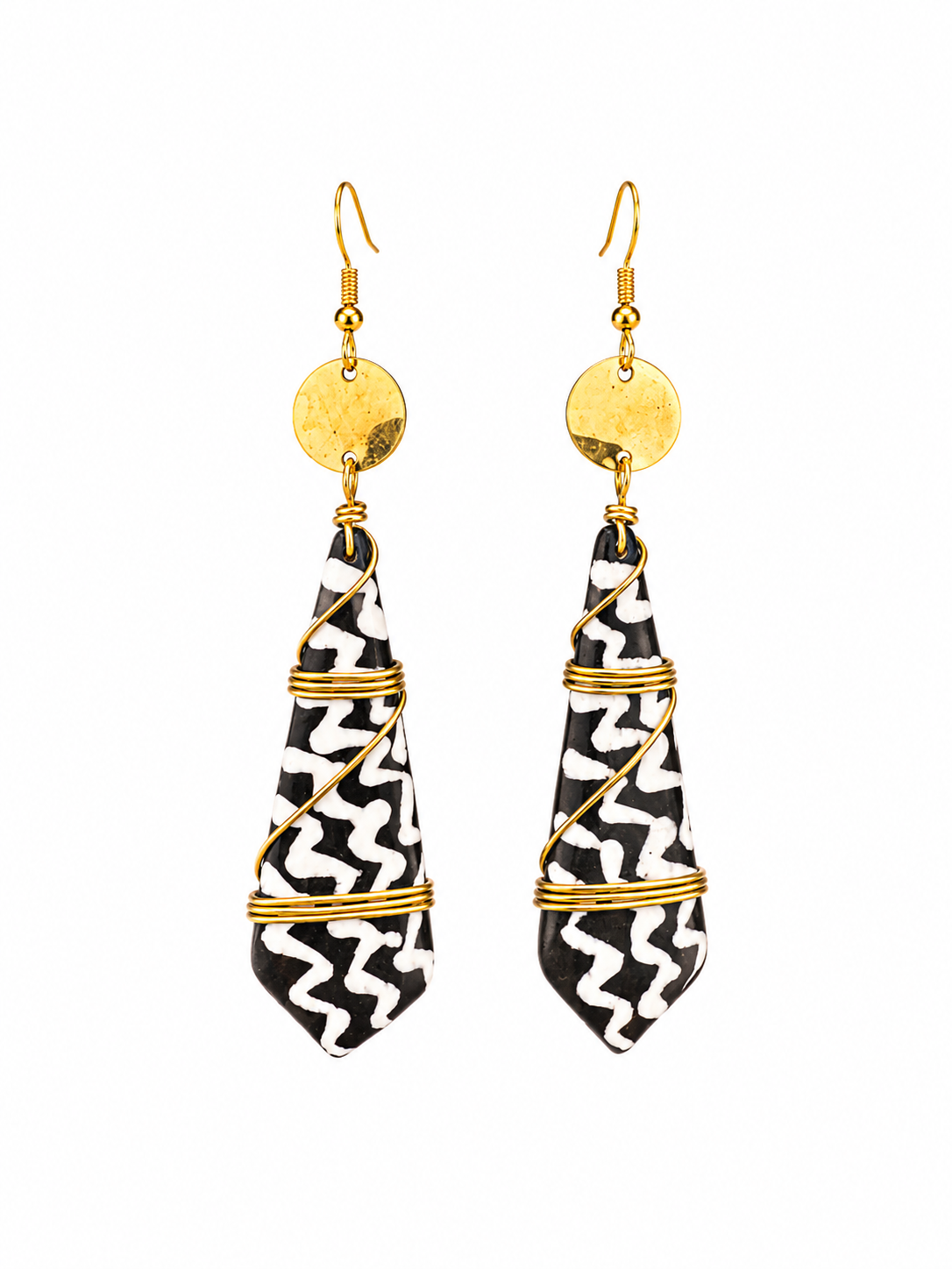 TAHIZ Boucle d’Oreille en Laiton Doré Ethnique• Terre Kenya