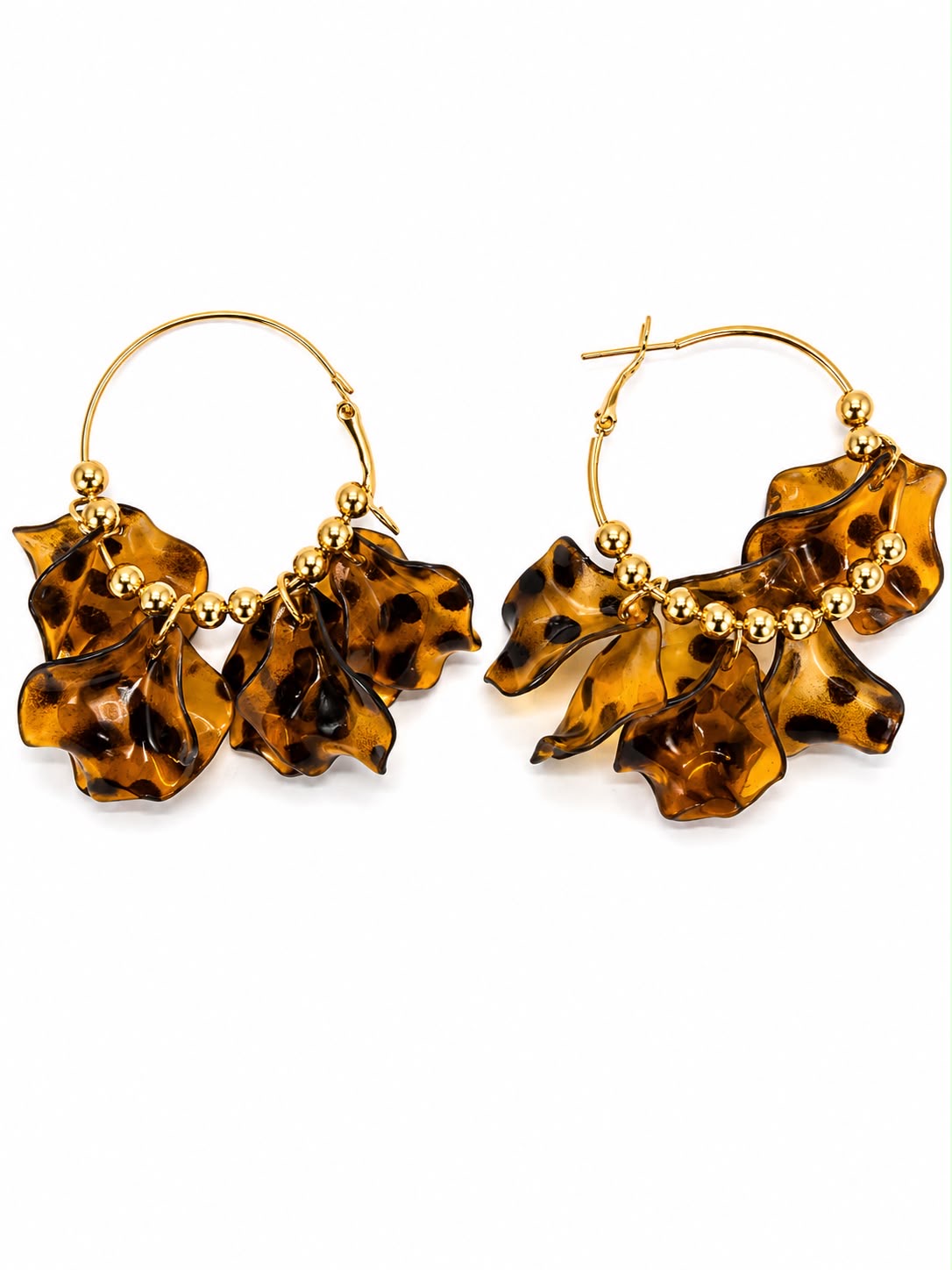 AELYS – Boucles d'oreilles en acier inoxydable créoles pendantes léopard | La Sélection Mohissa K