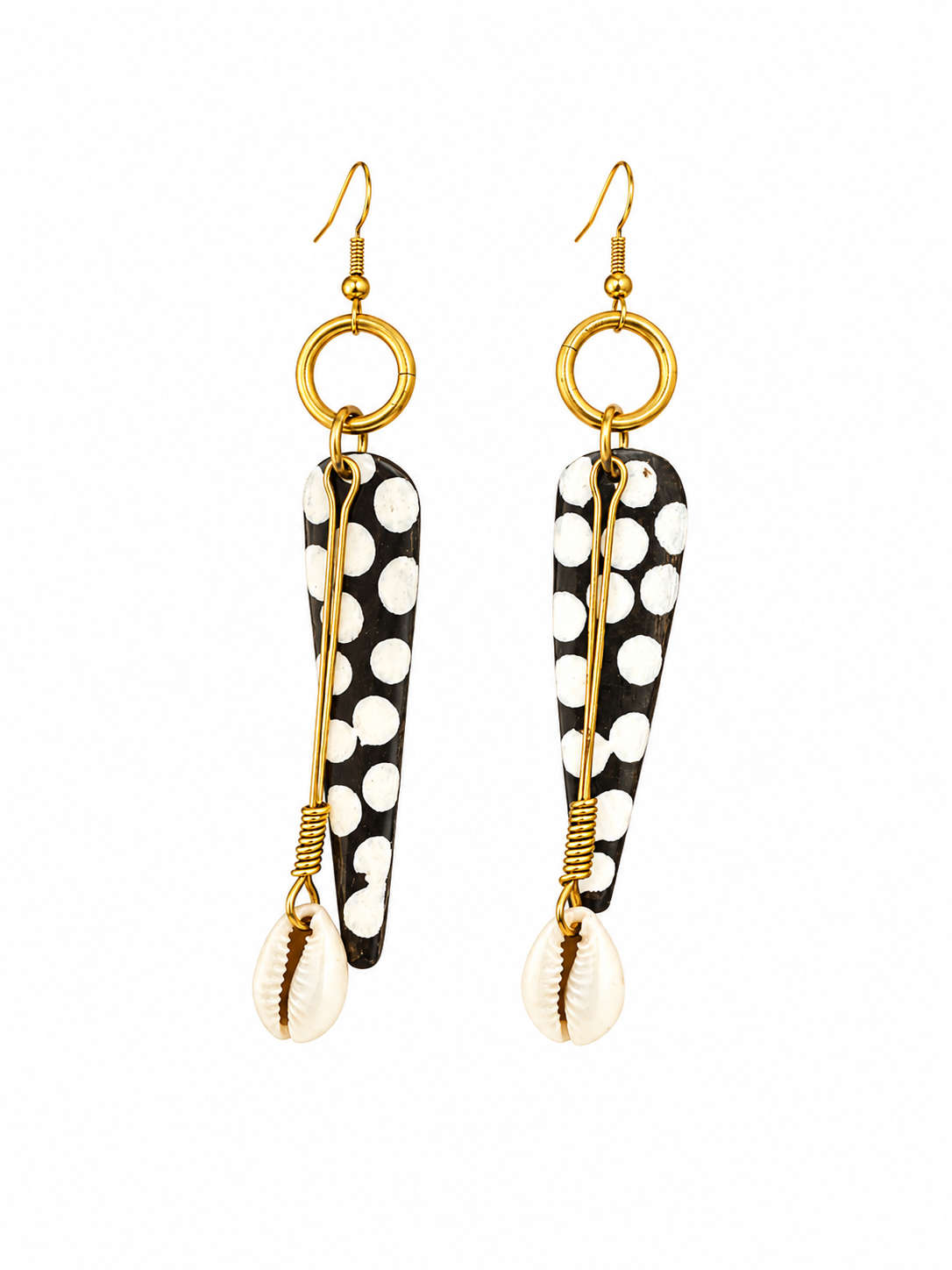 MINATA Boucle d’Oreille en Os et Laiton
