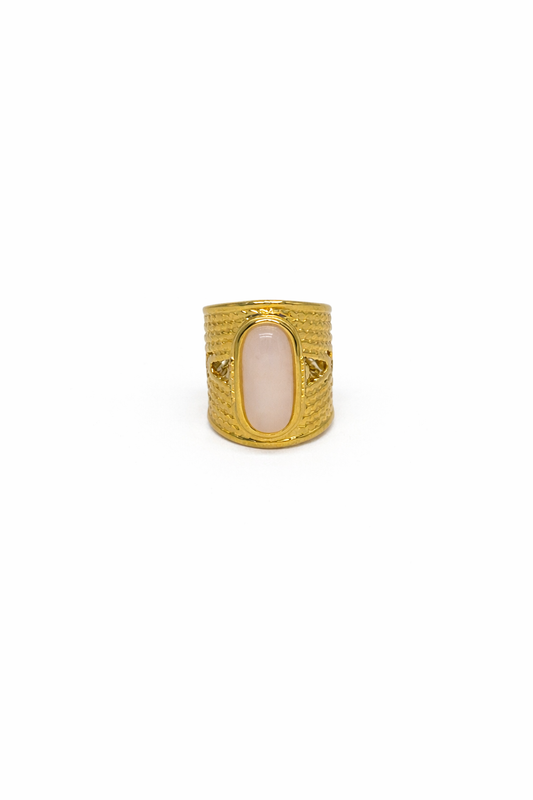 ANISSA Bague Acier inoxydable  Doré ornée d'une pierre · La Sélection Mohissa K