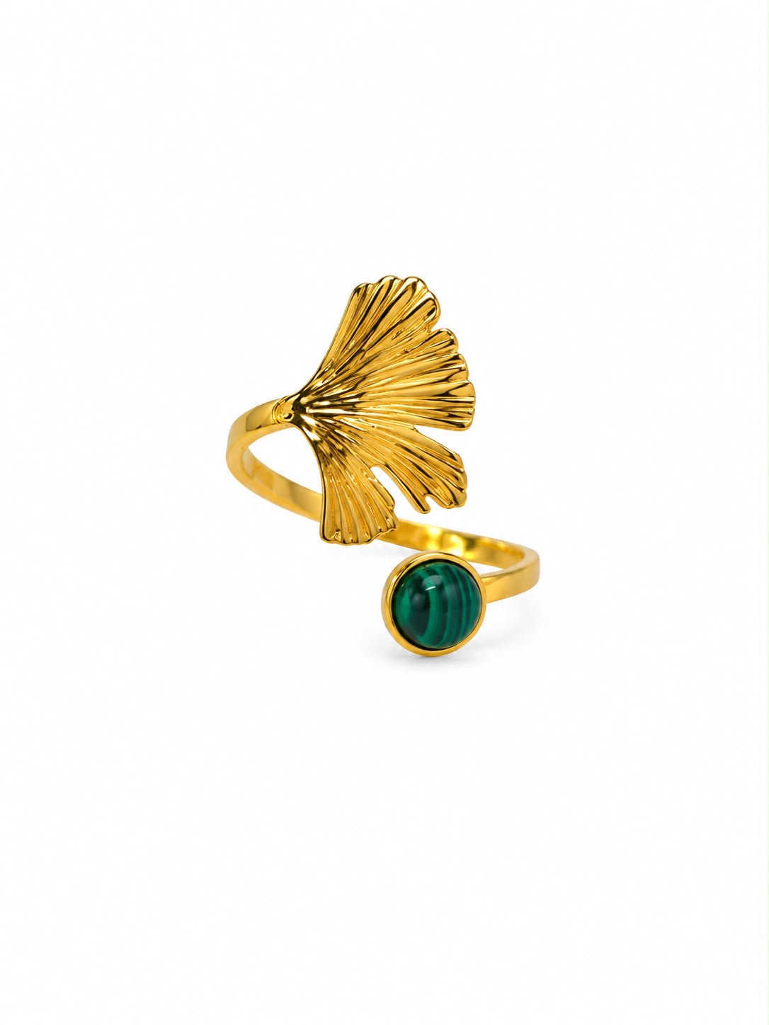 NALÉMA Bague en acier avec une fleur et une pierre de couleur Sélection Mohissa K