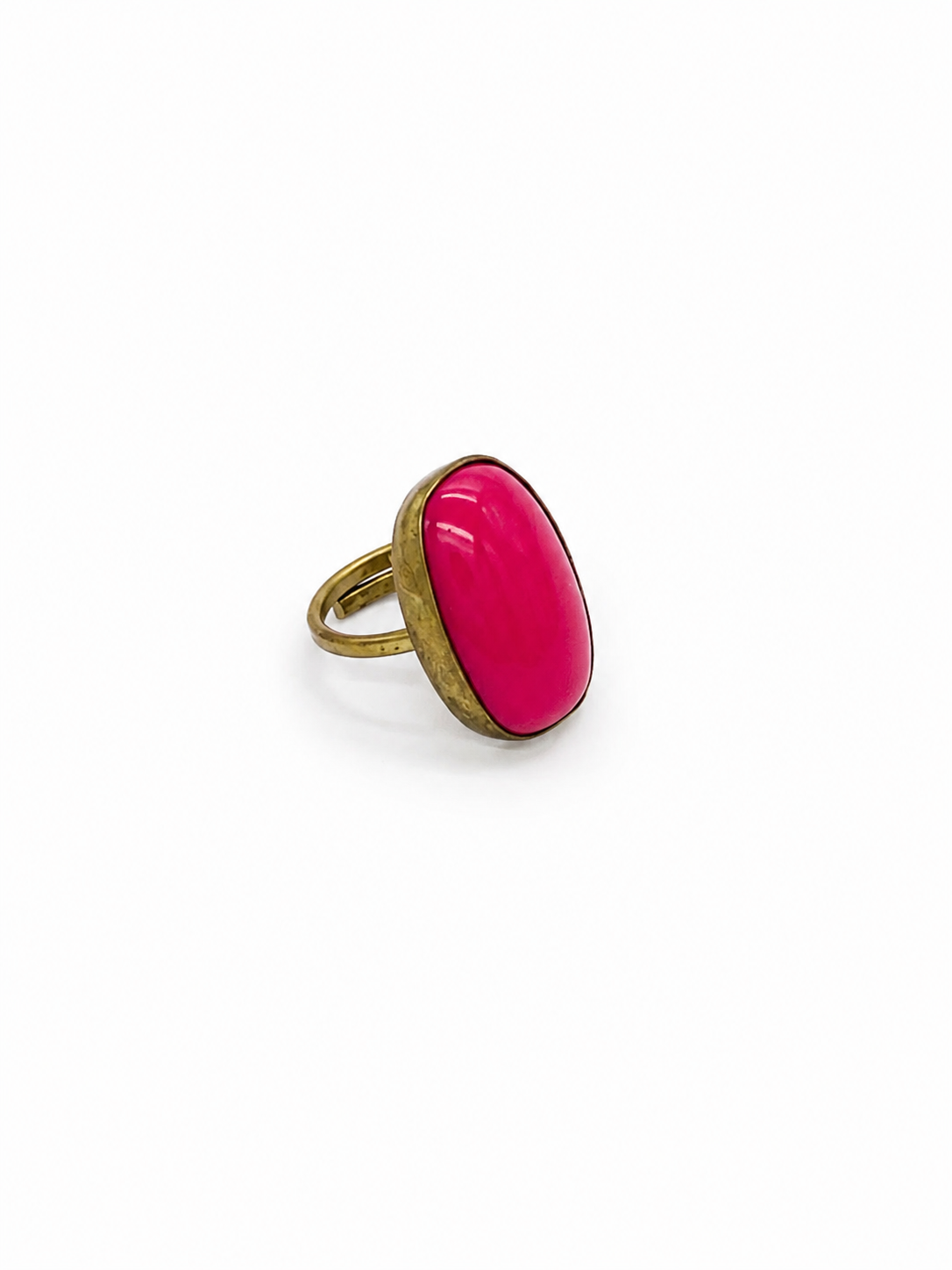 FENDA -  Bague Ovale Rose Fuchsia en bronze - Terre KENYA