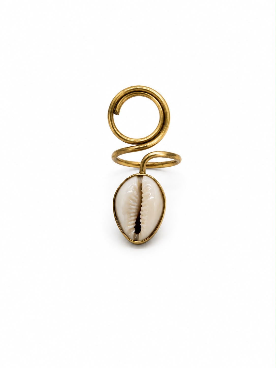 NALANA Bague en Bronze avec son Cauris coquillage africain Terre Kenya