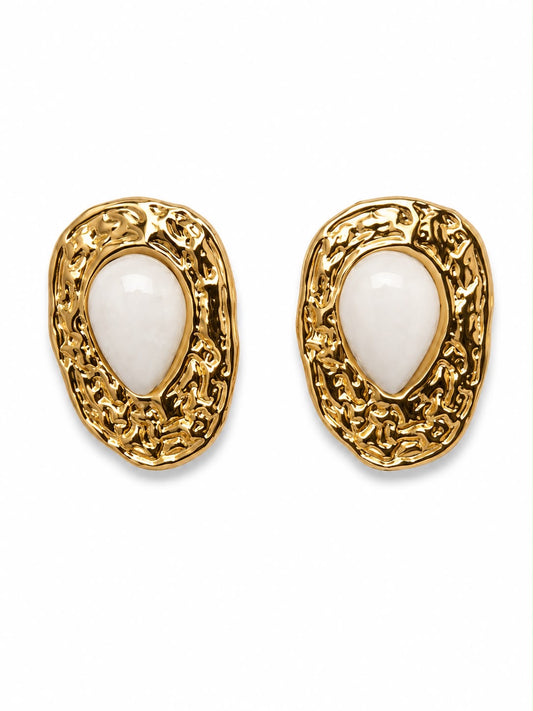 MAELYA Boucle d'Oreille en acier inoxydable avec sa perle rose La Sélection Mohissa K