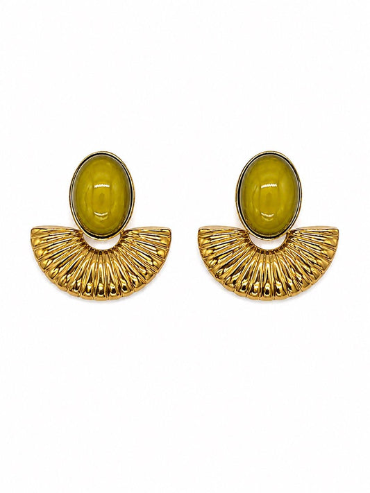 NALA Boucles D'oreilles acier inoxydable Striée en Demi-lune SELECTION MOHISSAH K
