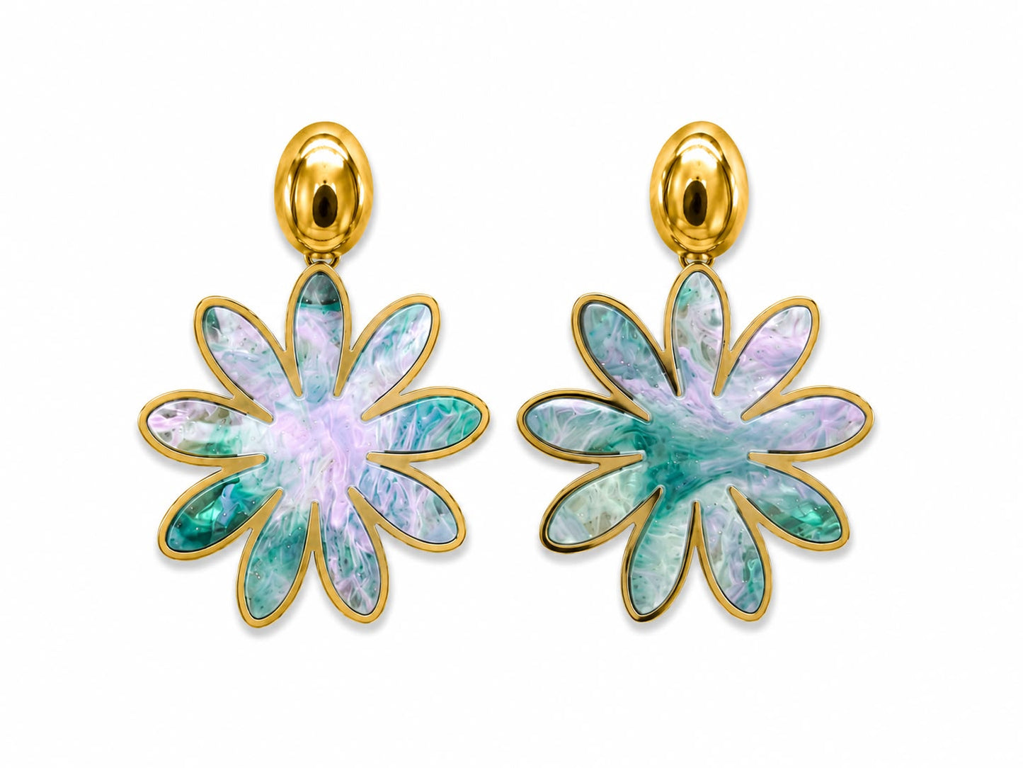 SALLY Boucles d’Oreille fleurs marbrées violettes La sélection Mohissa K