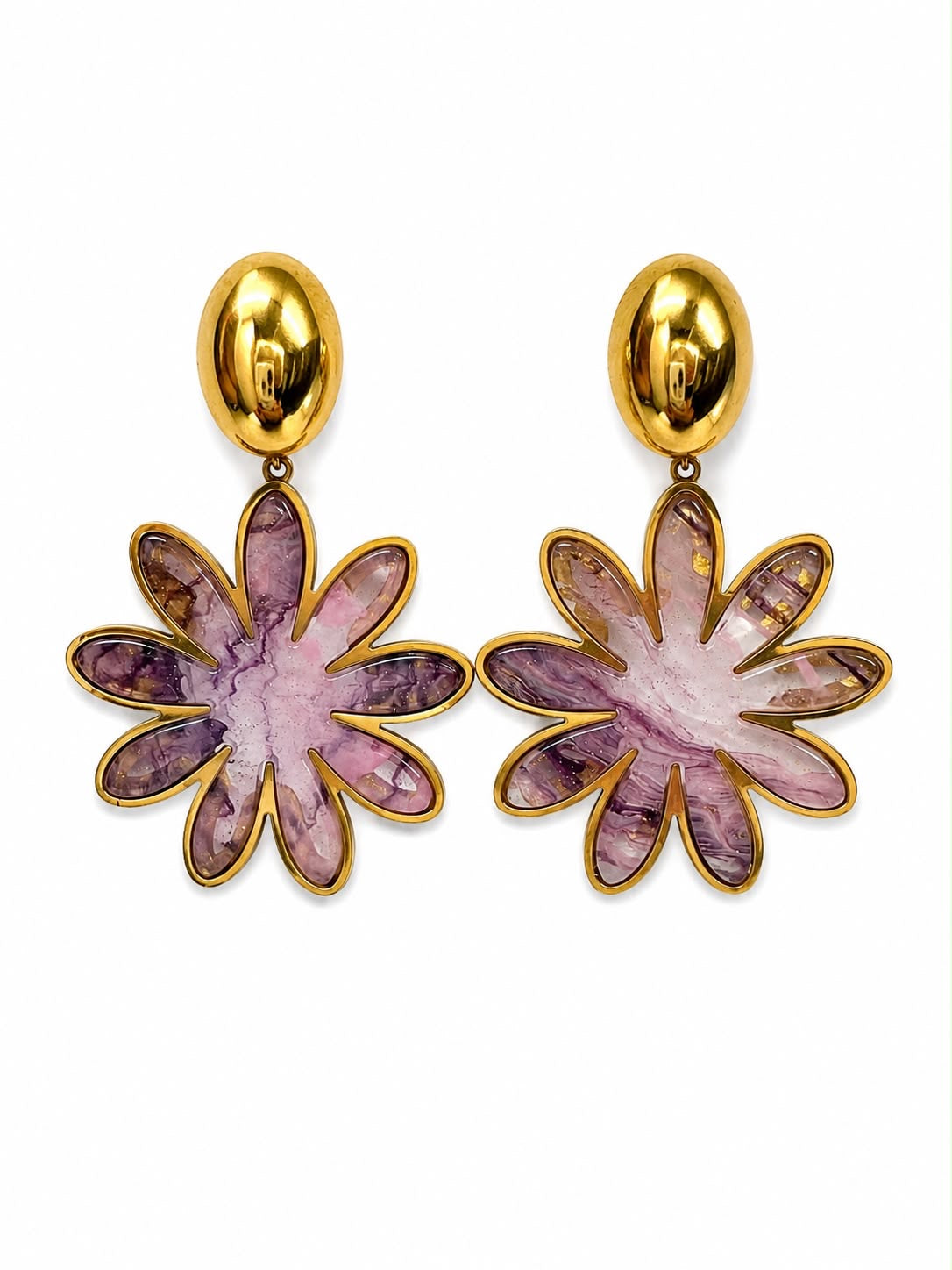 SALLY Boucles d’Oreille fleurs marbrées violettes La sélection Mohissa K