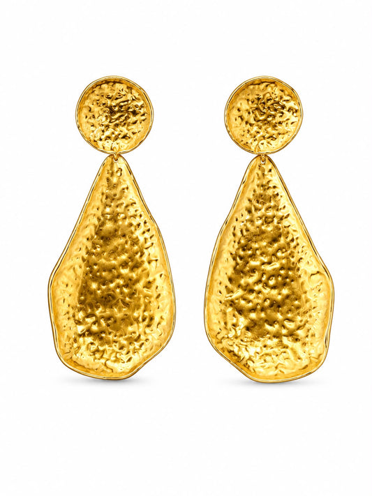 ASSA Boucles d'Oreilles en acier inoxydable martelées dorées La sélection Mohissa K