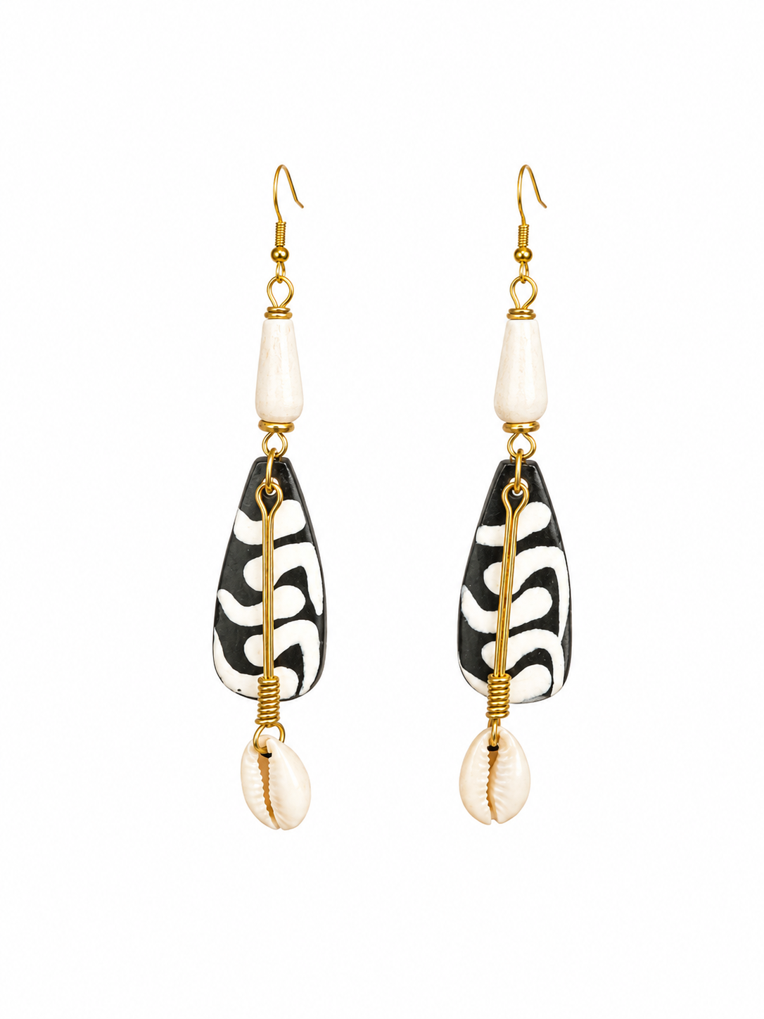 MONAISSA Boucle d’Oreille en Laiton Doré Ethnique• Terre Kenya