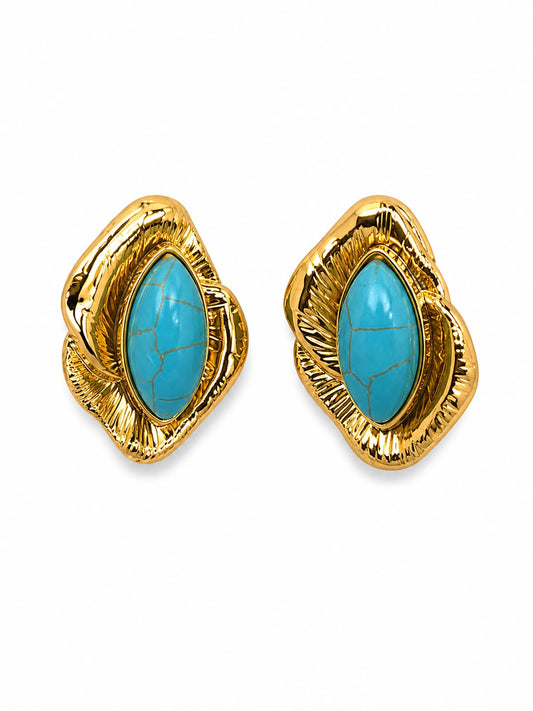 MOINA Boucle d’Oreille en acier inoxydable Clips avec sa pierre Bleu La Sélection Mohissa K