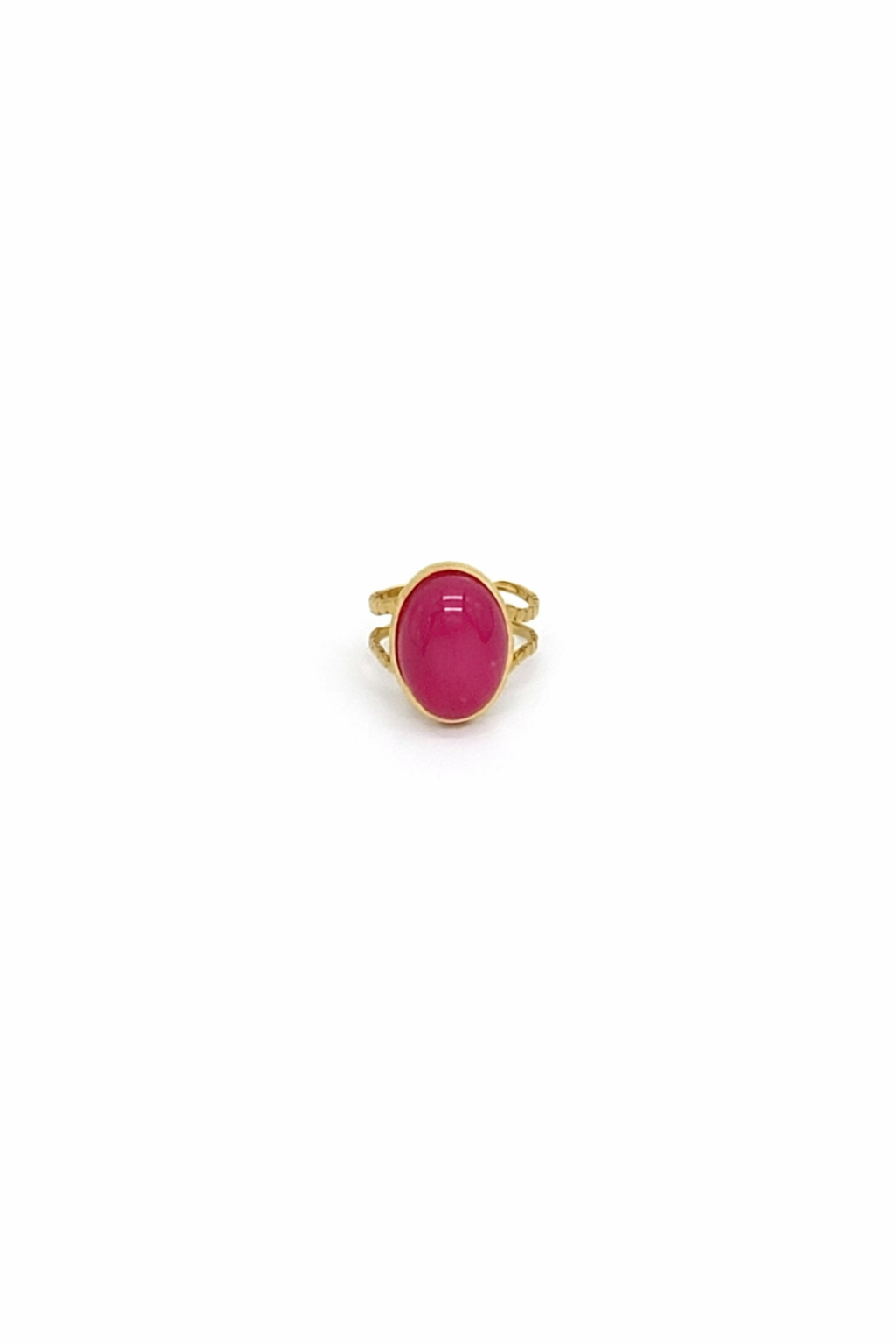 MALAYA Bague Acier inoxydable Doré avec sa pierre rose · La Sélection Mohissa K