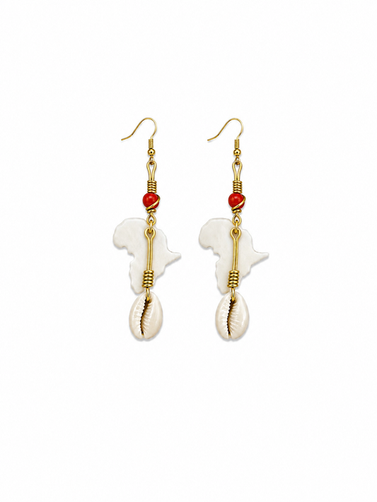 KADY Boucle D’oreille en Laiton Doré & os