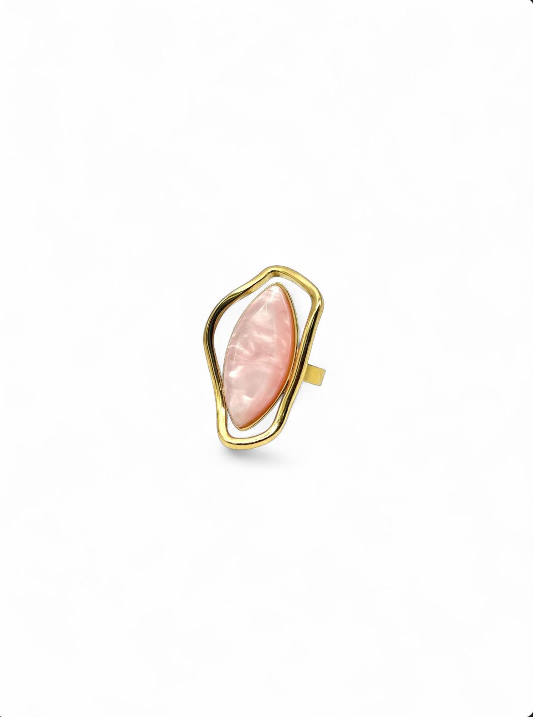 ZARIA Bague Acier Doré ornée d'une pierre de couleur · La Sélection Mohissa K