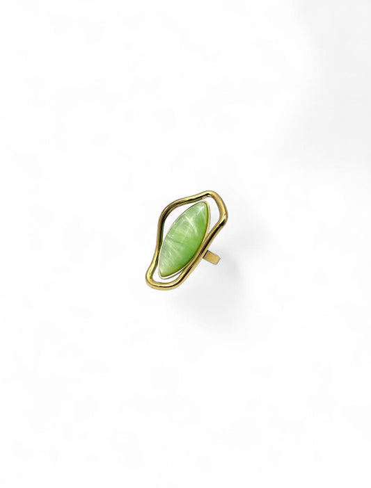 ZARIA Bague Acier Doré ornée d'une pierre de couleur · La Sélection Mohissa K