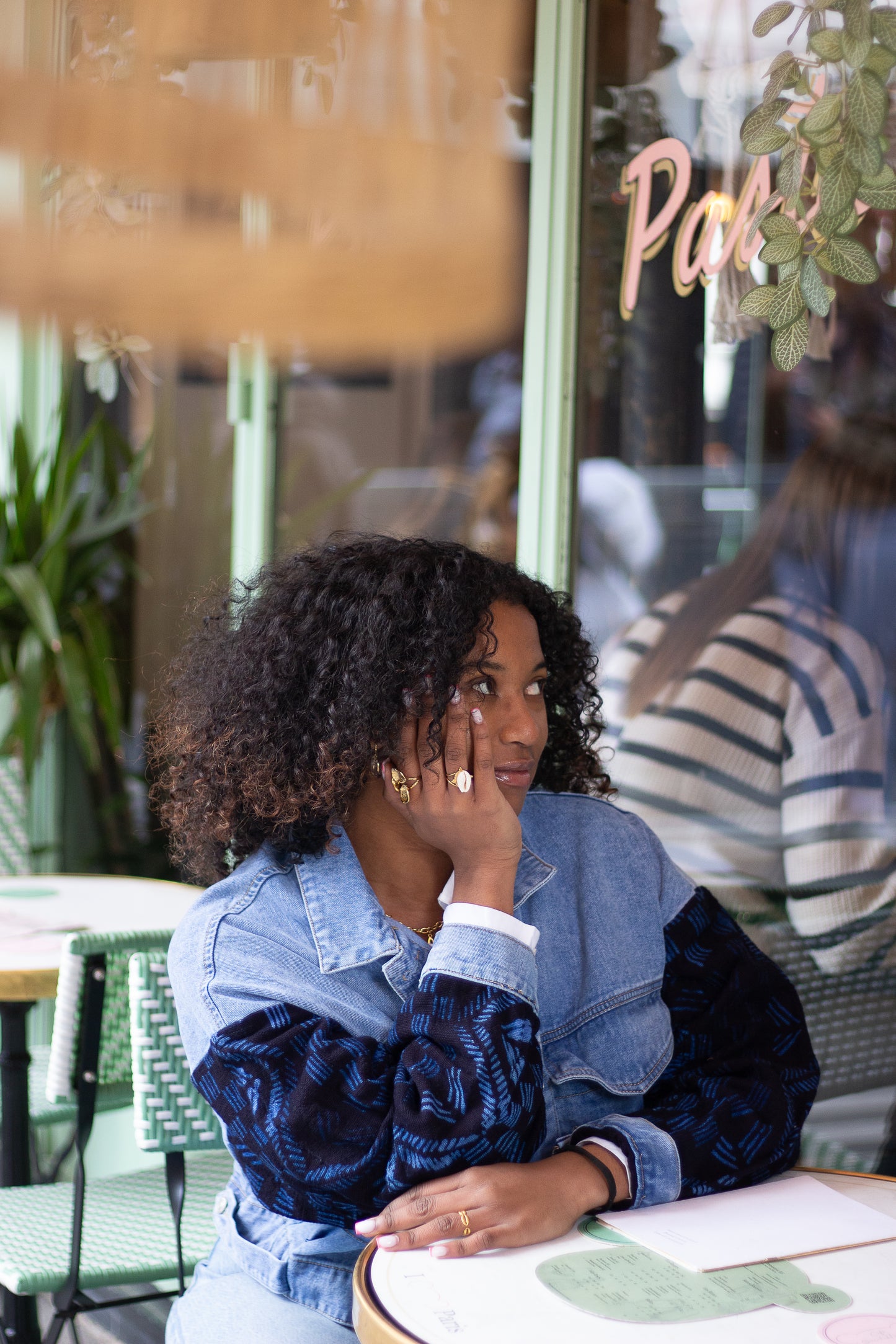 Veste en Jean avec Manche en Indigo Tissée