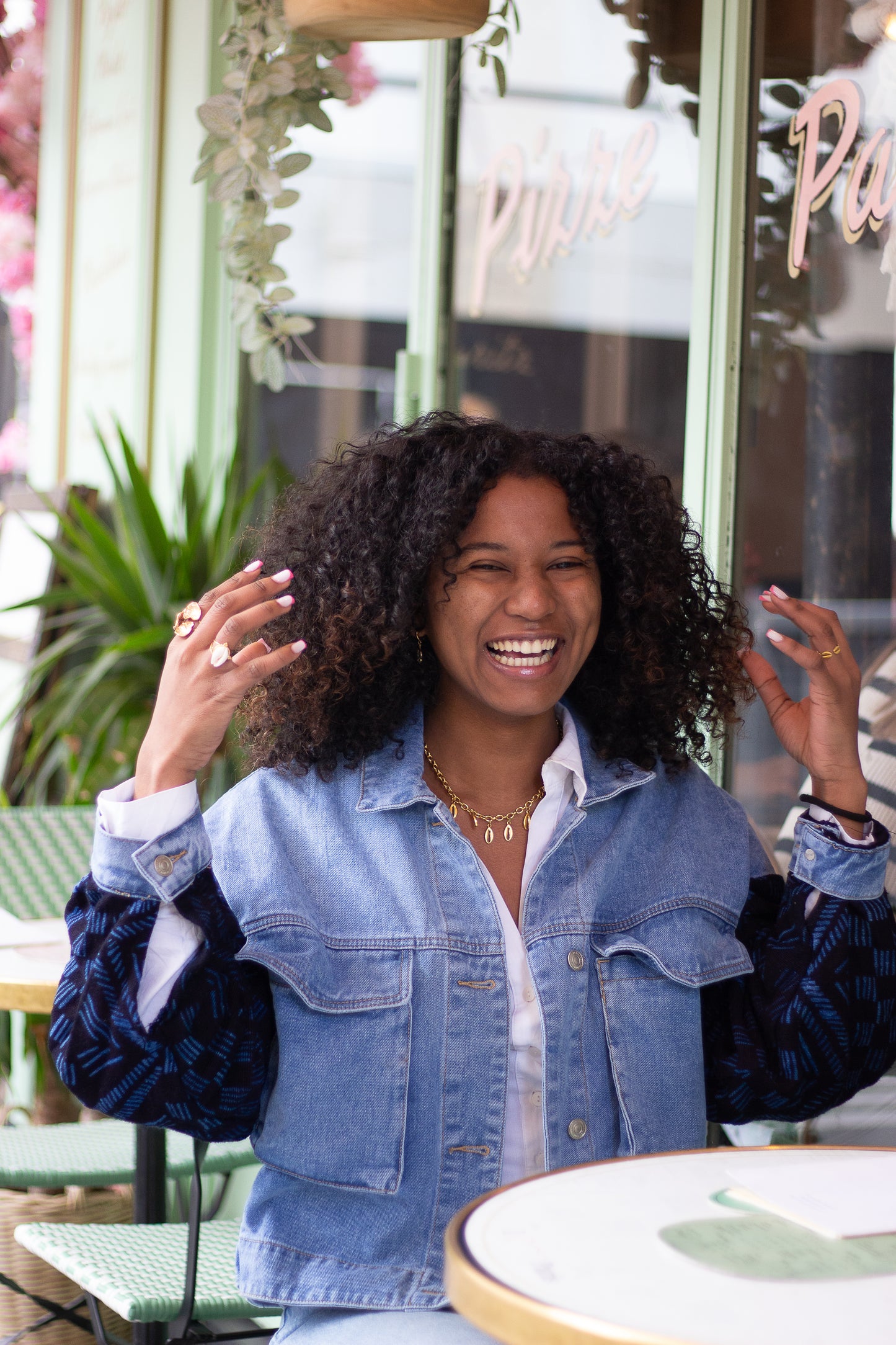 Veste en Jean avec Manche en Indigo Tissée