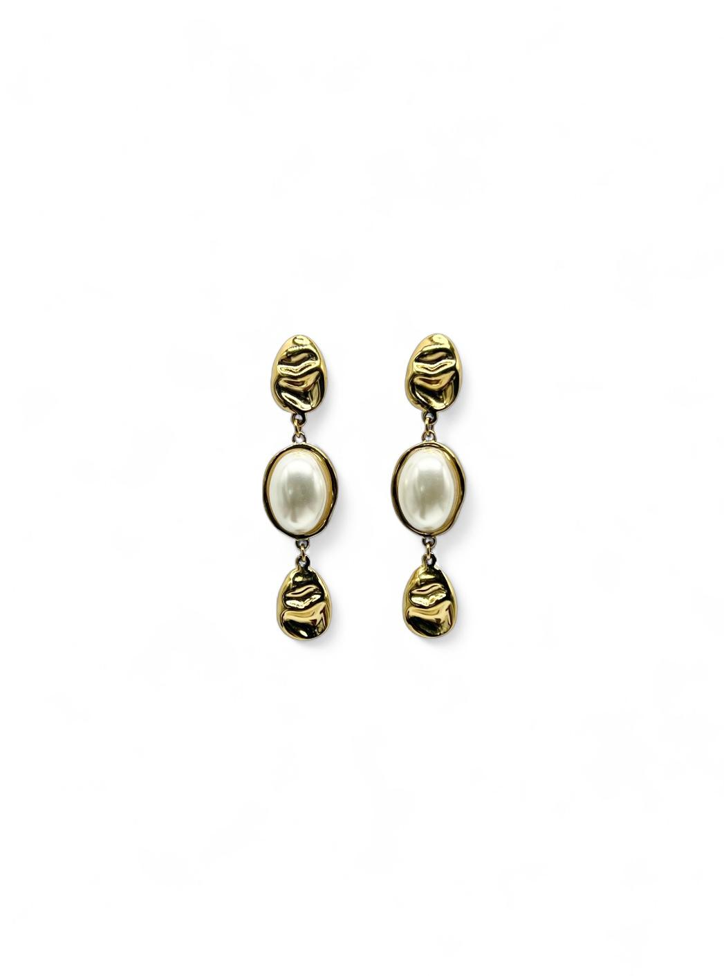 MAÏRA · Boucles d'Oreilles Pendantes Perles Noires Dorées · La Sélection Mohissa K