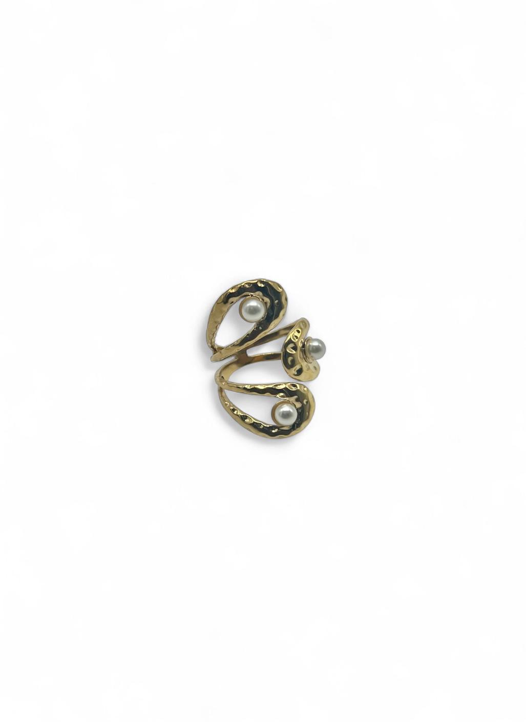 ZOLA Bague Acier Doré avec ses perles nacrées · La Sélection Mohissa K