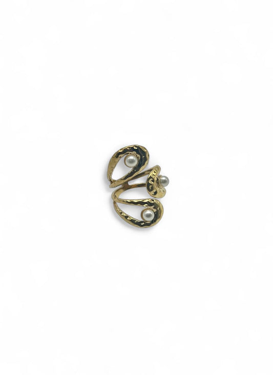 ZOLA Bague Acier Doré avec ses perles nacrées · La Sélection Mohissa K