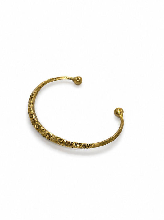 MAYA – Bracelet Jonc Ouvert Gravé Bronze Antique – Terre MALI