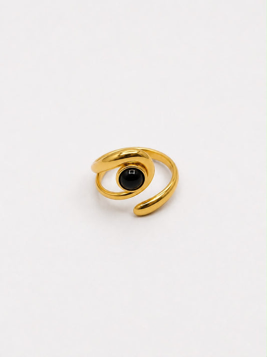 YSELIA Bague en acier inoxydable avec sa pierre noir • La Sélection Mohissa K